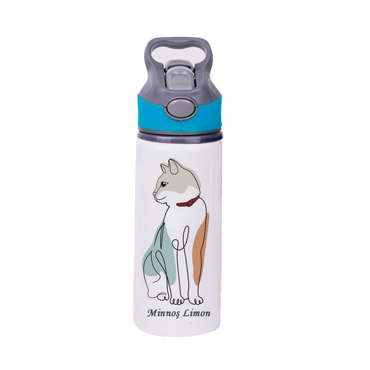 Süblimasyon Pipetli Su Matarası - 650mlt - 8