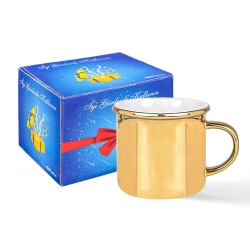 Süblimasyon Porselen Altın Enamel Kupa Bardak - Kutulu - 1