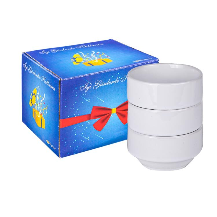 Süblimasyon Porselen Beyaz Kase - 3'lü Paket - 6