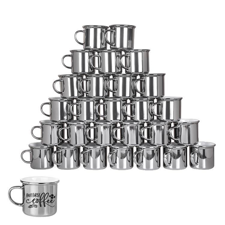 Süblimasyon Porselen Gümüş Enamel Kupa Bardak - Koli - 1