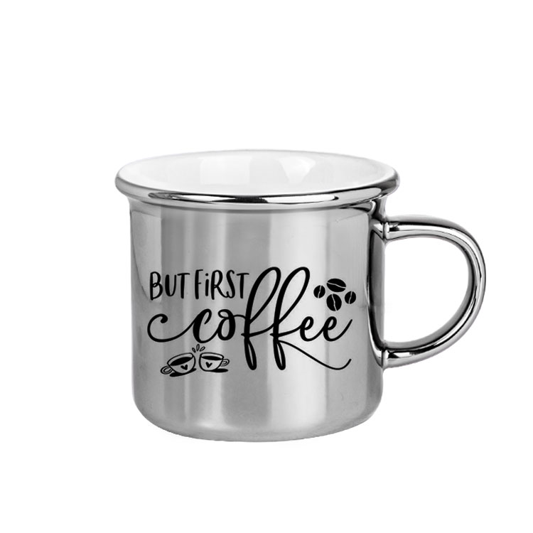 Süblimasyon Porselen Gümüş Enamel Kupa Bardak - Koli - 2