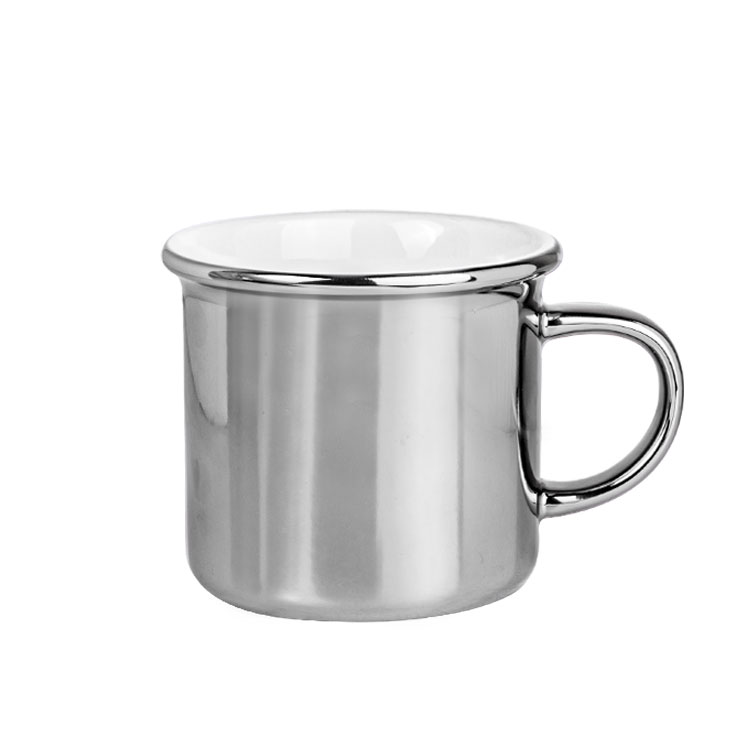 Süblimasyon Porselen Gümüş Enamel Kupa Bardak - Kutulu - 3