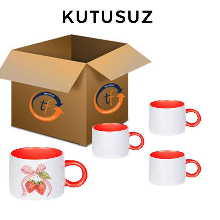 Süblimasyon Porselen Kırmızı Motto Fincan - Koli - 4