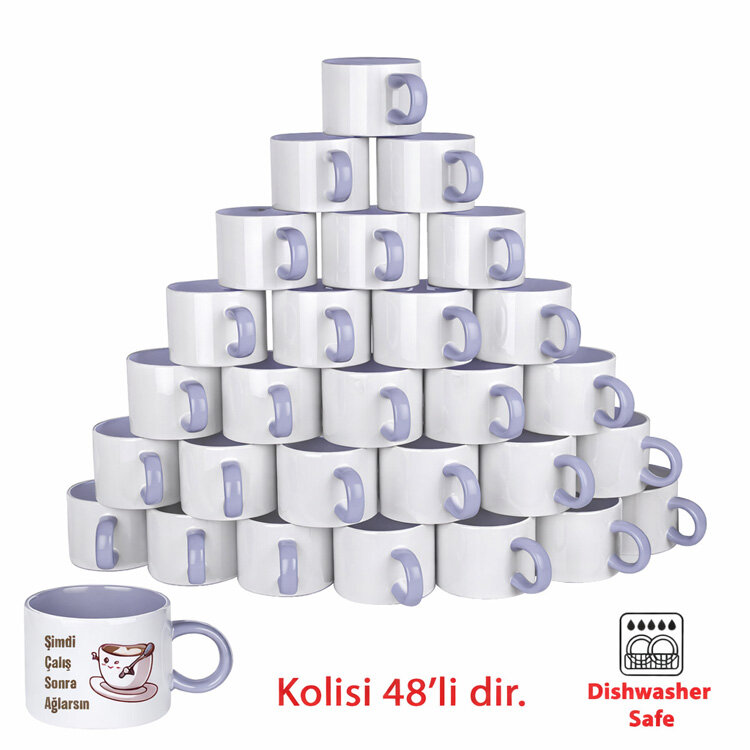 Süblimasyon Porselen Lila Motto Fincan - Koli - 1