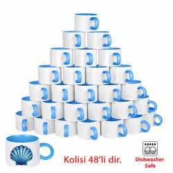 Süblimasyon Porselen Mavi Motto Fincan - Koli - 1