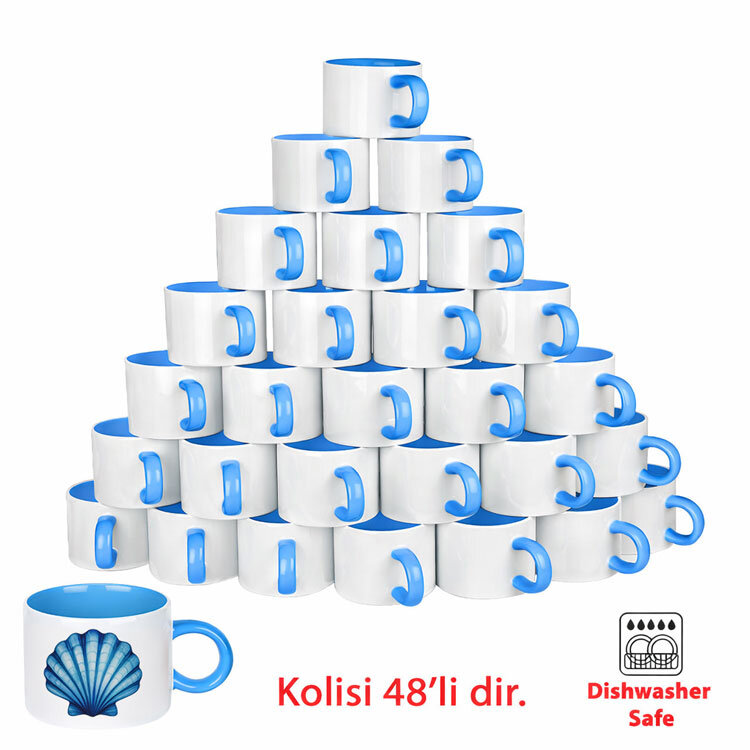 Süblimasyon Porselen Mavi Motto Fincan - Koli - 1