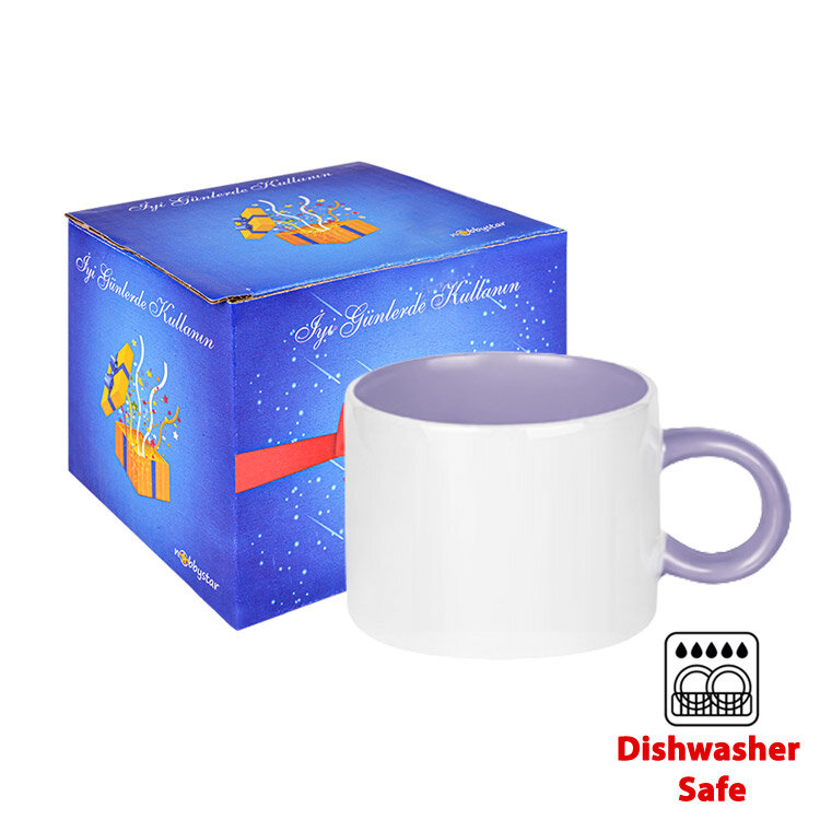 Süblimasyon Porselen Lila Motto Fincan - Kutulu - 1