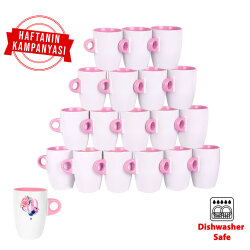 Süblimasyon Porselen Pembe Latte Kupa Bardak - NobbyStar