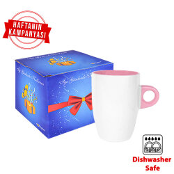 Süblimasyon Porselen Pembe Latte Kupa Bardak - Kutulu - NobbyStar