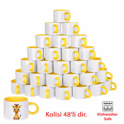 Süblimasyon Porselen Sarı Motto Fincan - Koli - 1