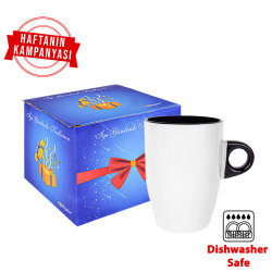 Süblimasyon Porselen Siyah Latte Kupa Bardak - Kutulu - NobbyStar