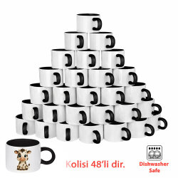 Süblimasyon Porselen Siyah Motto Fincan - Koli - 1