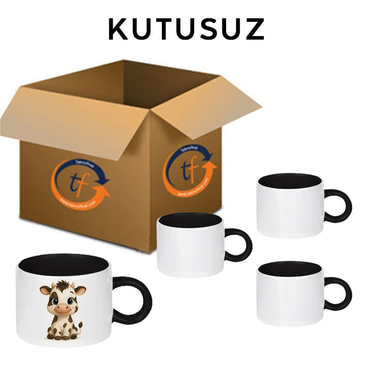 Süblimasyon Porselen Siyah Motto Fincan - Koli - 4