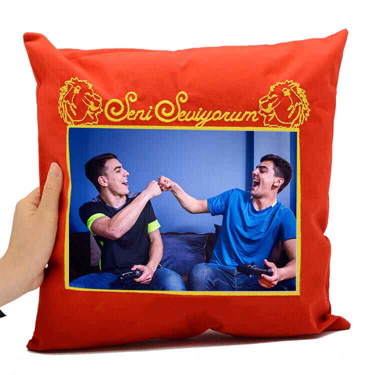 Sublimasyon Sarı Kırmızı Yastık - 1