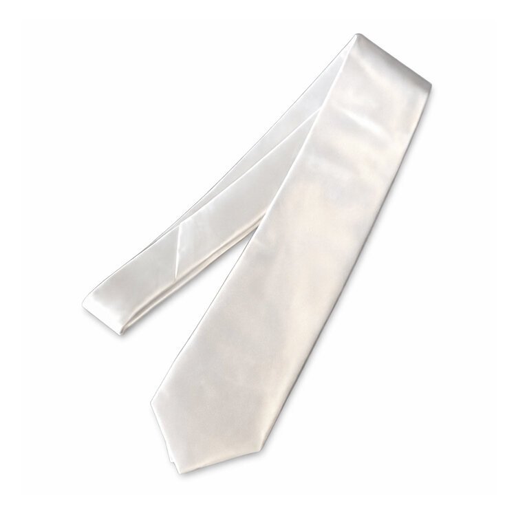 Süblimasyon Saten Beyaz Kravat - 1