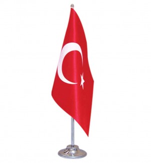 Süblimasyon Saten Beyaz & Türk Masa Bayrağı - 1