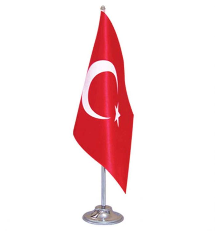Süblimasyon Saten Beyaz & Türk Masa Bayrağı - 1