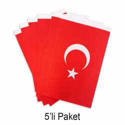 Süblimasyon Saten Beyaz & Türk Masa Bayrağı - 5'li Paket - 6