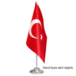 Süblimasyon Saten Beyaz & Türk Masa Bayrağı - 5'li Paket - 8