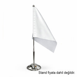 Süblimasyon Saten Beyaz & Türk Masa Bayrağı - 5'li Paket - 3