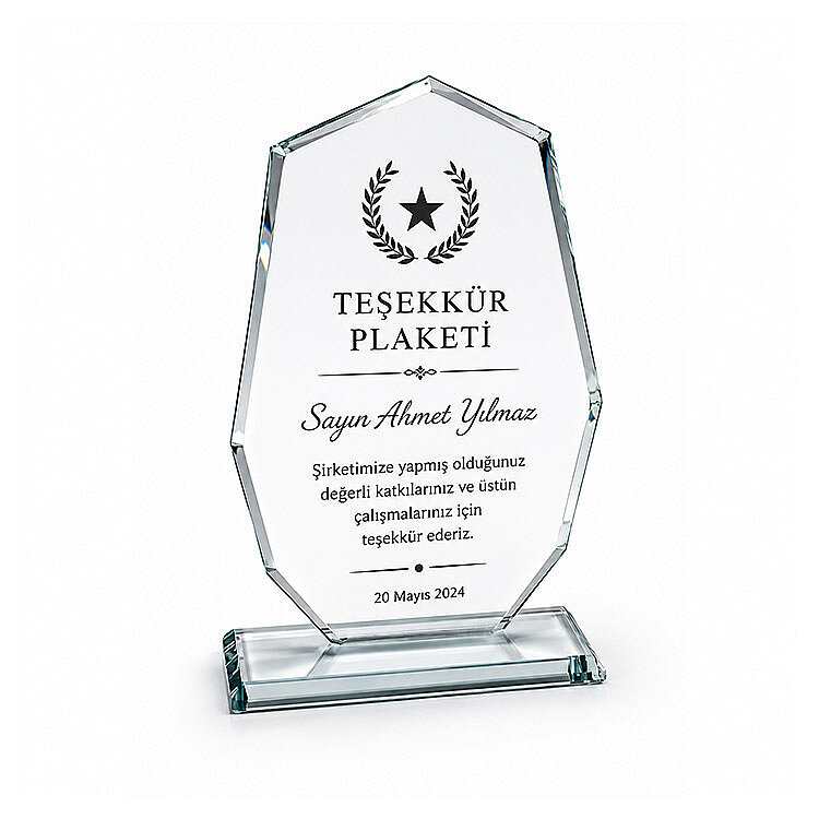 Süblimasyon Şeffef Kristal Cam Plaket - 2