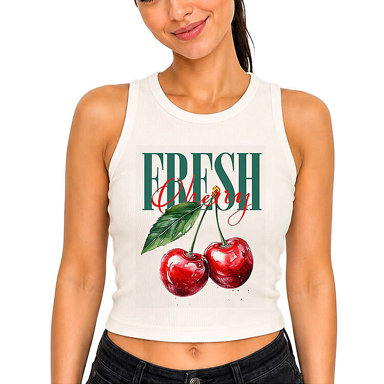 Süblimasyon Sıfır Kol Fitilli Crop Bluz - 2'li Paket - 2
