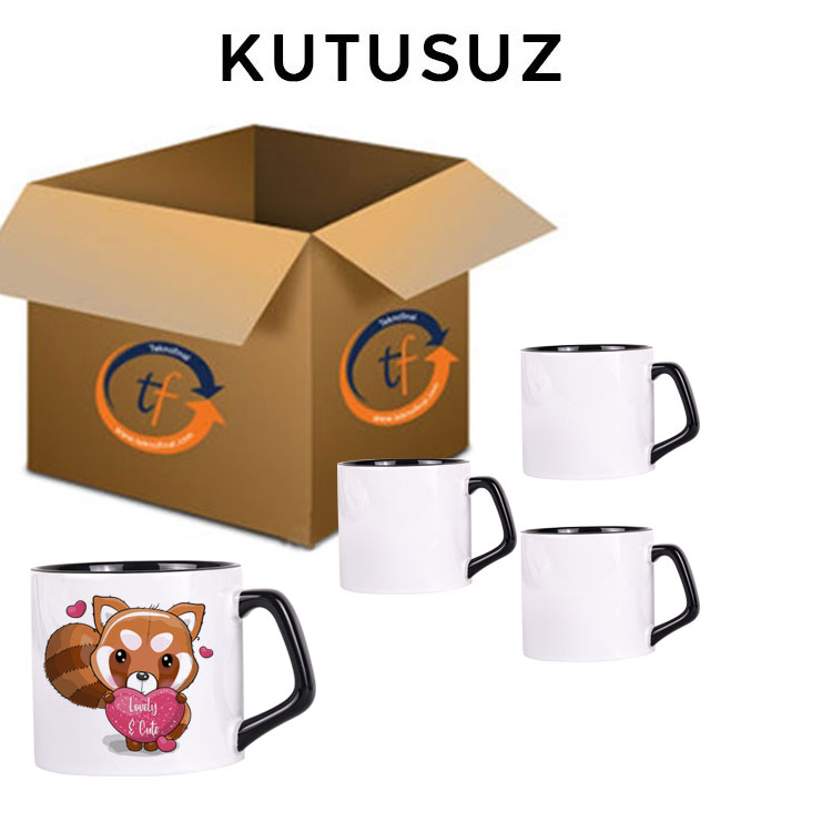 Süblimasyon Afili Siyah Porselen Kupa Bardak - Koli - 5