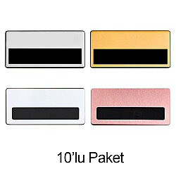 Süblimasyon Sürgülü Dikdörtgen Metal Yaka Kartı İsimliği - 10'lu Paket - NobbyStar