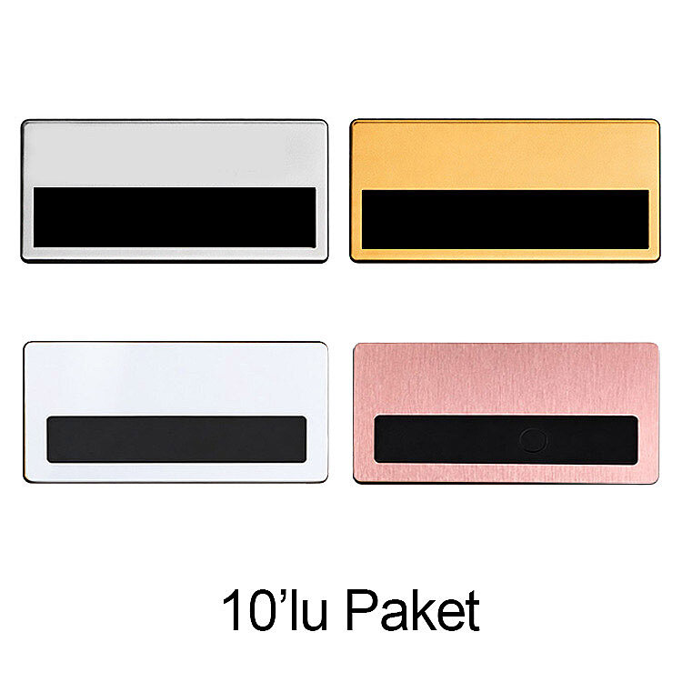 Süblimasyon Sürgülü Dikdörtgen Metal Yaka Kartı İsimliği - 10'lu Paket - 1