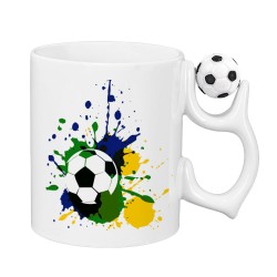 Süblimasyon Futbol Toplu Porselen Beyaz Kupa Bardak - Thumbnail