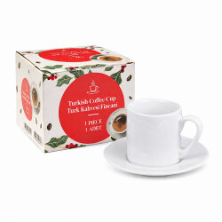 Tekli Süblimasyon İthal Türk Kahvesi Fincanı - Beyaz - NobbyStar