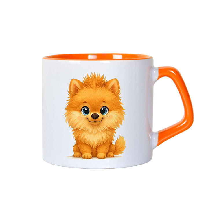 Süblimasyon Afili Turuncu Porselen Kupa Bardak - Kutulu - 2