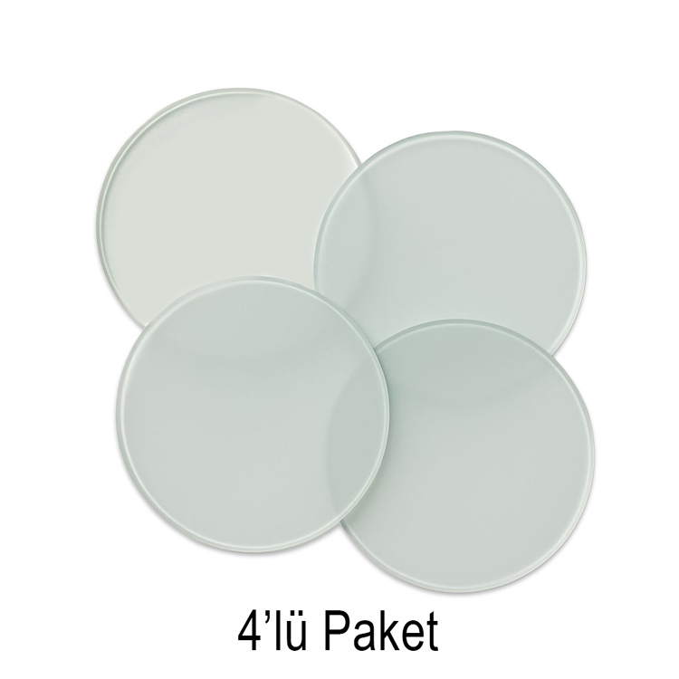 Süblimasyon Yuvarlak Kristal Cam Bardak Altlığı - 4'lü Paket - 1