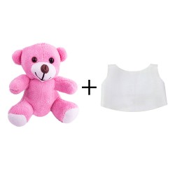 Sublimation Plush Pink Teddy Bear - Thumbnail