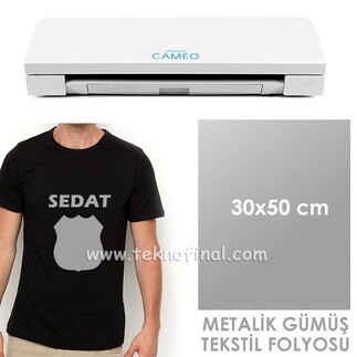 Metalik Silver - Gümüş Tekstil Folyosu (30x50) - 1