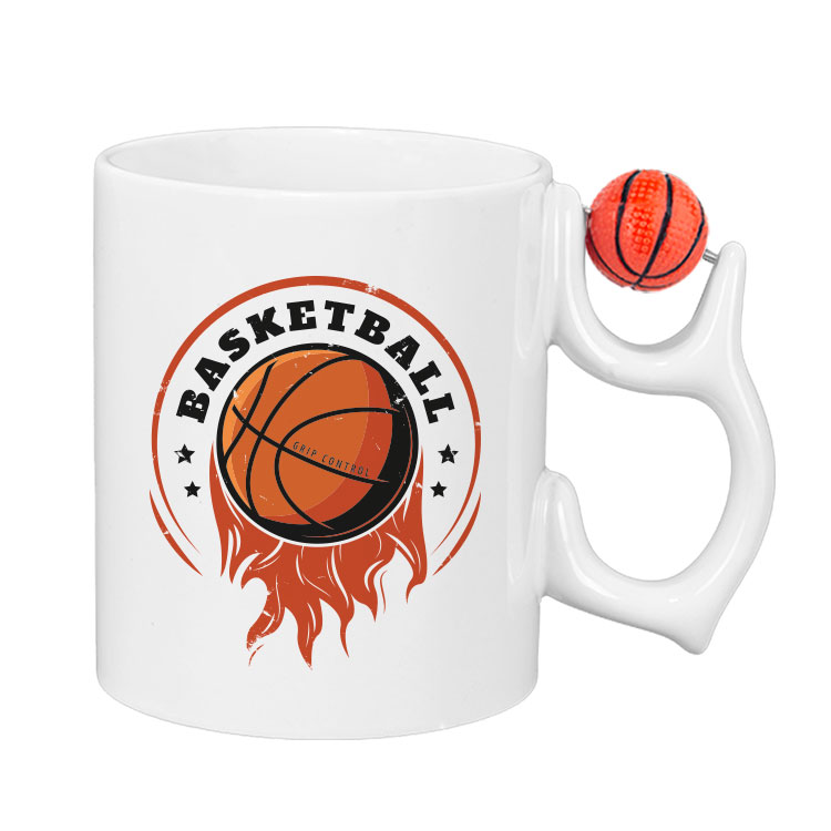Süblimasyon Basketbol Toplu Porselen Beyaz Kupa Bardak - Kutulu