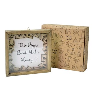 Tumbled Wood Money Box Photo Frame - 2pcs - 21x21cm - Thumbnail