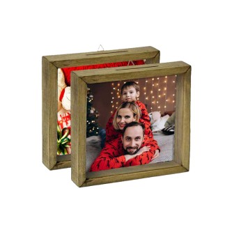 Tumbled Wood Money Box Photo Frame - 2pcs - 21x21cm - Thumbnail