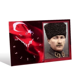 Turkish Flag Photo Frame with Clock - Thumbnail