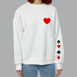 Unisex Beyaz Bisiklet Yaka Sweatshirt - 4