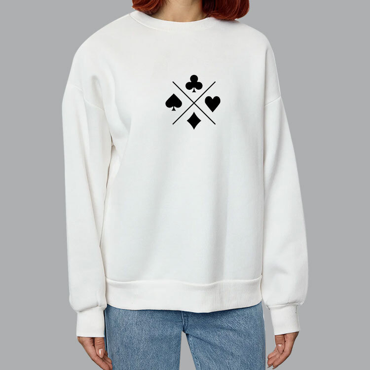 Unisex Beyaz Bisiklet Yaka Sweatshirt - 5