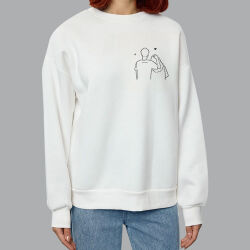 Unisex Beyaz Bisiklet Yaka Sweatshirt - 6