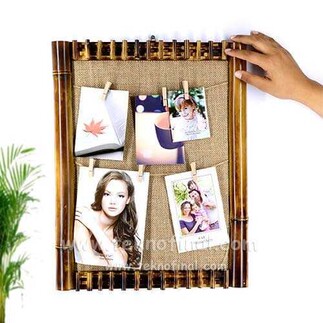 Bamboo Multiple Photo Frame with String and Latch - Thumbnail