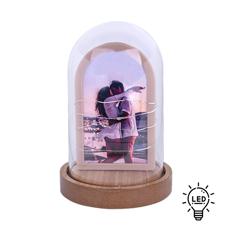 Led Light in a Glass Dome Photo Frame - 1