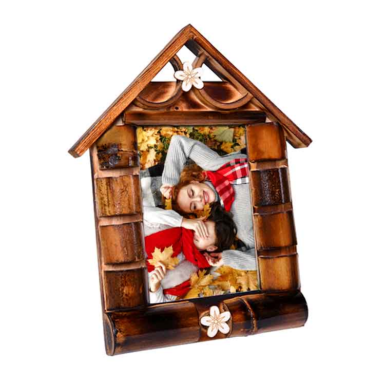 Wooden Bamboo House-Shaped Photo Frame 10x15