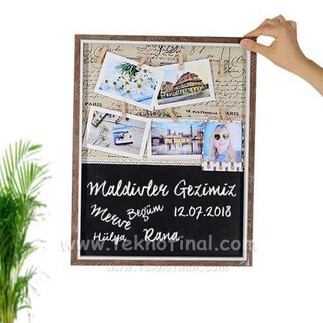 Wooden Multiple Photo Frame with String and Blackboard - Thumbnail
