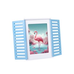 Wholesale Wooden White Photo Frame with Blue Window - Thumbnail