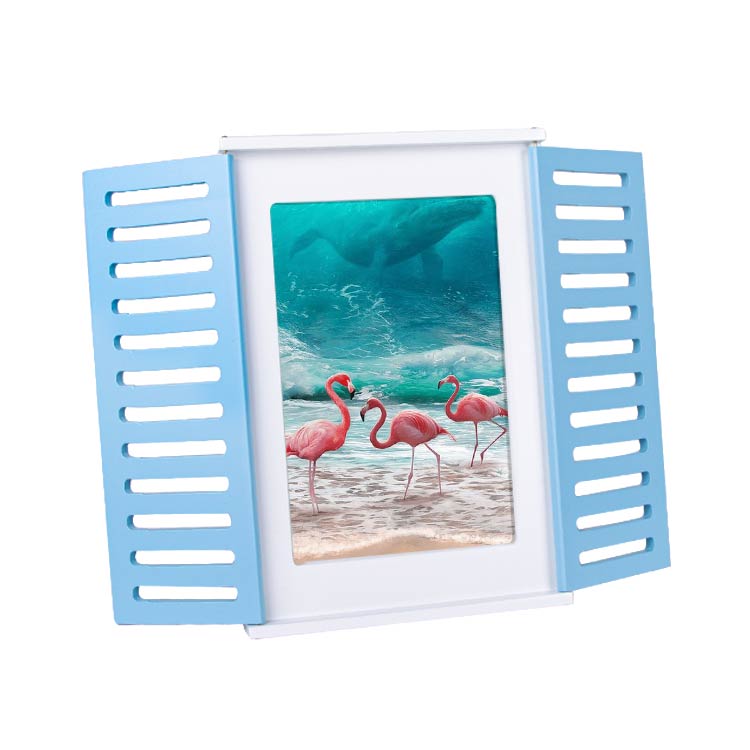 Wholesale Wooden White Photo Frame with Blue Window