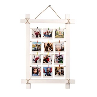 Wooden Colored Multiple Photo Frame with String - 48x68 cm - Thumbnail