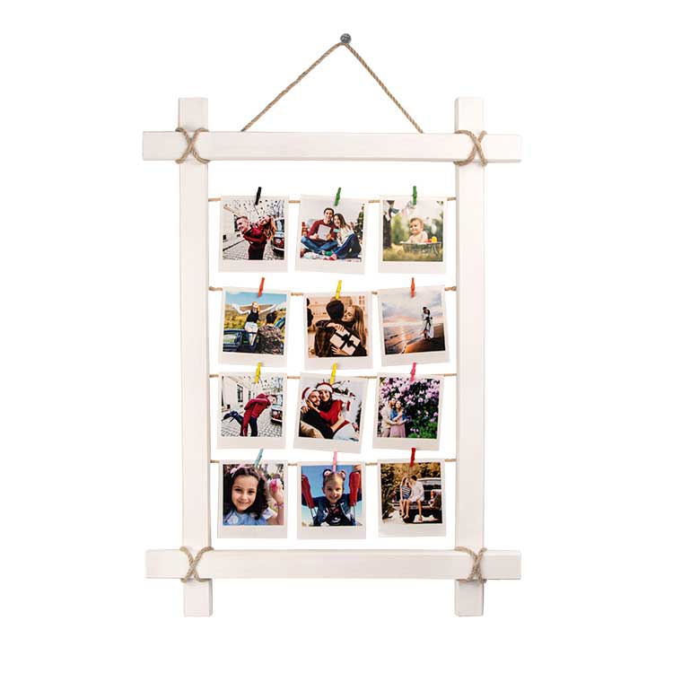 Wooden Colored Multiple Photo Frame with String - 48x68 cm